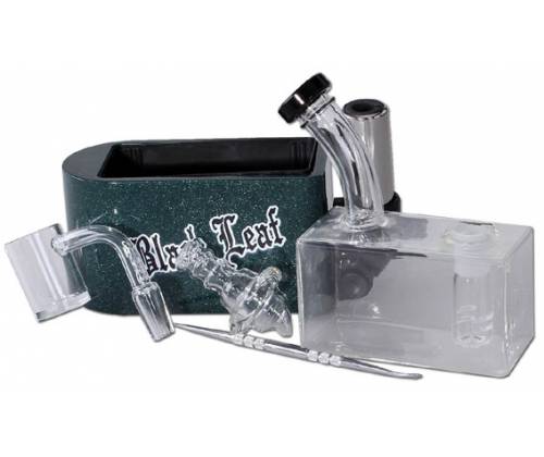 Γυάλινο OIL Bong  Black Leaf Travel Rig | Φορητό Bong Ταξιδίου Μωβ με Ενσωματωμένο Αντιανεμικό Αναπτήρα -  Price: 64,90€