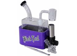 Γυάλινο OIL Bong  Black Leaf Travel Rig | Φορητό Bong Ταξιδίου Μωβ με Ενσωματωμένο Αντιανεμικό Αναπτήρα