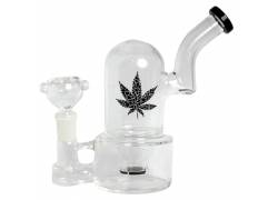 Γυάλινο Bong Dome Rig - Leaf Black 16cm
