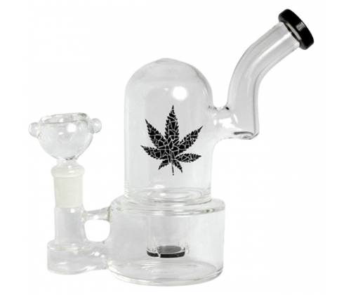 Glass Bong Dome Rig - Leaf Black 16cm -  Price: 32,50€