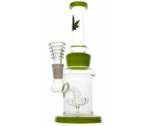Γυάλινο Ice Bong «Green Leaves» + Diffuser 21cm - Τιμή: 15,80€