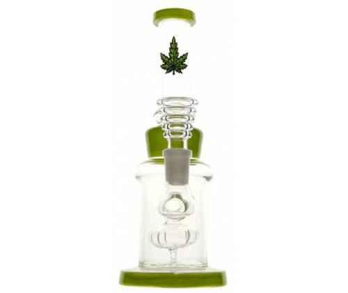 Γυάλινο Ice Bong «Green Leaves» + Diffuser 21cm - Τιμή: 15,80€