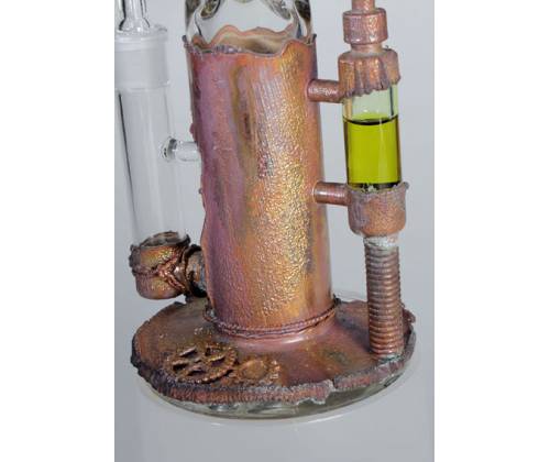 Χειροποίητο OIL Bong Black Leaf «Archimedes Reactor» | Γυαλί - Χαλκός 40cm - Τιμή: 189,00€