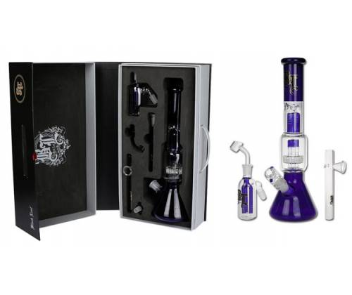 Γυάλινο Bong IN BOX Black Leaf  | Perco Ice+Precooler (Herbs/Oil) 37cm - Τιμή: 110,00€