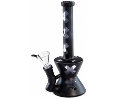 Γυάλινο Bong Black Matt Cross 21cm - Τιμή: 18,90€
