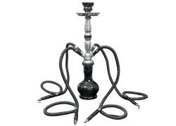 Ναργιλές Hookah Shisha Tower Black & Silver 4 Hoses - 53cm