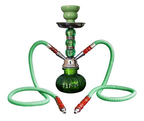 Ναργιλές Hookah Πράσινος Διπλός 2 Hoses - 25cm - Τιμή: 17,90€
