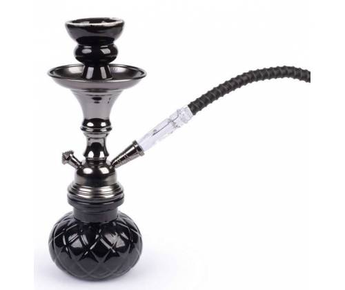 Ναργιλές Hookah Shisha MD All Black Διπλός 2 Hoses - 26cm - Τιμή: 14,50€