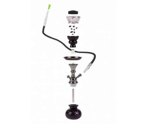 Ναργιλές Hookah Shisha MD All Black Διπλός 2 Hoses - 26cm - Τιμή: 14,50€