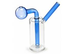 Glass Oil Bong Sertiko «Mini Hand Cylinder» Blue - 12cm