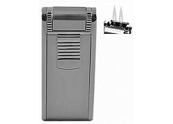 Αναπτήρας Πολυτελείας με Διπλή Φλόγα Αντιανεμικός Ασημί 023s