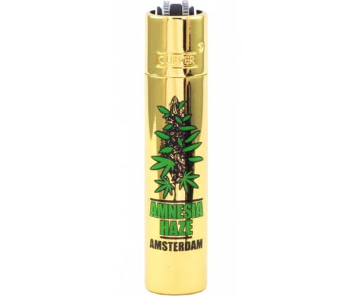 Clipper Αναπτήρας Μεταλλικός Μεγάλος - Amsterdam Amnesia Gold Metal -  Price: 12,50€