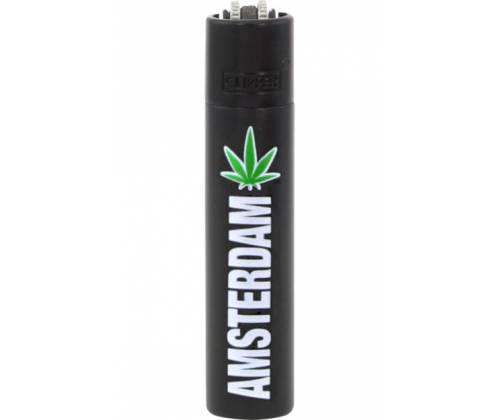 Clipper Αναπτήρας Μεταλλικός Μεγάλος - Amsterdam Leaf Black Metal - Τιμή: 12,50€