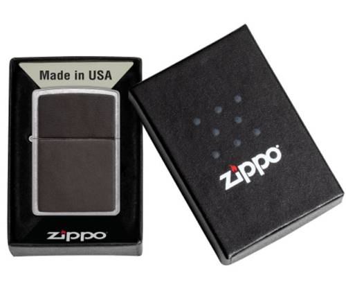 ZIPPO Lighter - Street Chrome Brown Leather (46782) -  Price: 33,90€