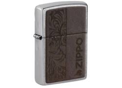 ZIPPO Αναπτήρας - Street Chrome Brown Leather Logo (46920)