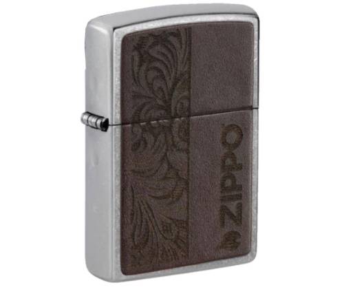 ZIPPO Αναπτήρας - Street Chrome Brown Leather Logo (46920) - Τιμή: 38,90€
