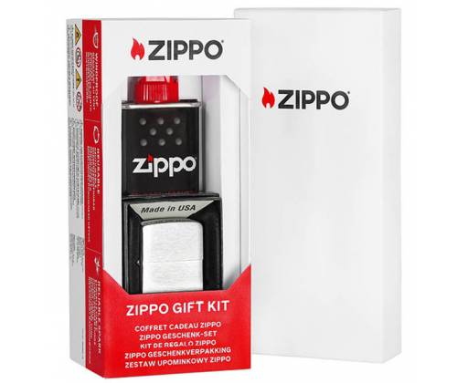 Zippo Σετ Δώρου με Αναπτήρα 200 Brushed Chrome & Ζιπέλαιο 125ml - Τιμή: 28,50€