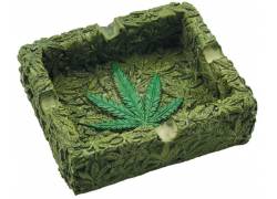 Hemp Leaf Green Resin Ashtray - 10x8cm