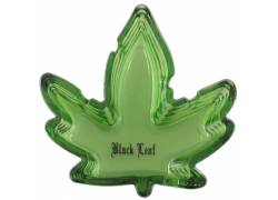 Glass Ashtray Leaf Green Hemp Design - 13x13cm