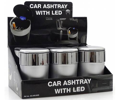 Champ Car Ashtray With LED Light - Black 11.5cm -  Price: 7,40€
