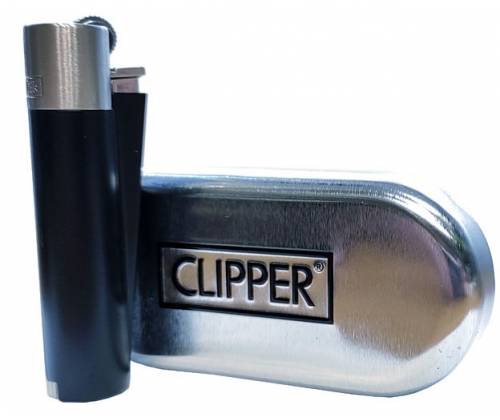 Clipper Αναπτήρας Μεταλλικός Μεγάλος - Black & Silver Metal - Τιμή: 8,90€