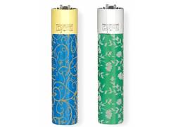 Clipper Αναπτήρας Μεταλλικός Μεγάλος - Blue & Green Pattern