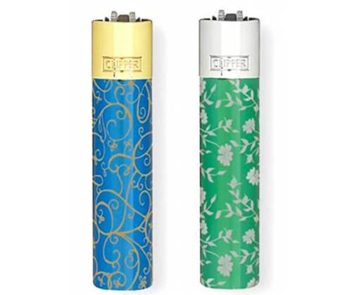Clipper Αναπτήρας Μεταλλικός Μεγάλος - Blue & Green Pattern - Τιμή: 11,50€