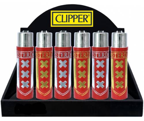 Clipper Αναπτήρας Μεγάλος με Δερμάτινη Θήκη - Σχέδιο Amsterdam ΧΧΧ -  Price: 3,90€
