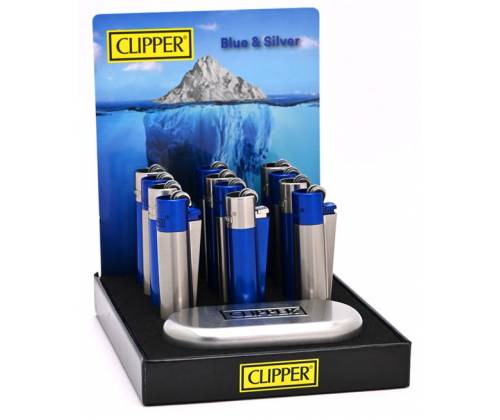 Clipper Αναπτήρας Μεταλλικός Μεγάλος - Blue & Silver Metal - Τιμή: 9,50€
