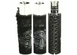 Θήκη Clipper The Bulldog από Δέρμα Σουέτ Μαύρο με Αναπτήρα Clipper Μεγάλο