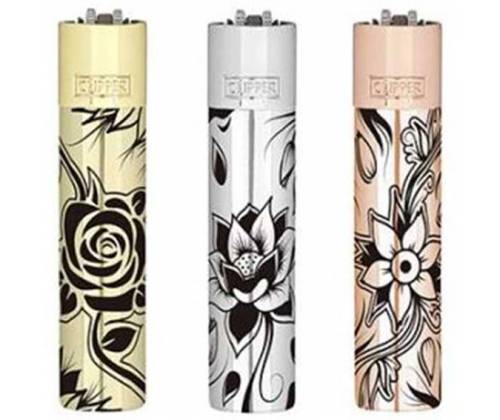 Clipper Αναπτήρας Μεταλλικός Μεγάλος - Flower Metal - Τιμή: 11,00€