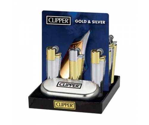 Clipper Αναπτήρας Μεταλλικός Μεγάλος - Gold & Silver Metal - Τιμή: 9,50€