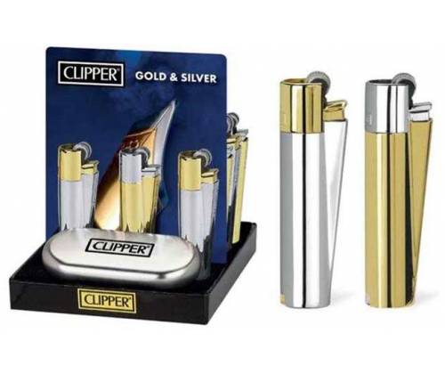 Clipper Αναπτήρας Μεταλλικός Μεγάλος - Gold & Silver Metal - Τιμή: 9,50€