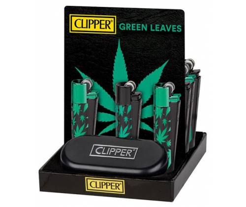 Clipper Αναπτήρας Μεταλλικός Μεγάλος - Green Leaves Metal (Limited Edition) - Τιμή: 12,50€