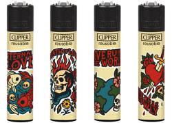 Clipper Lighter Large - New School Skulls