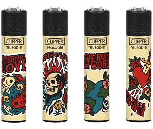 Clipper Αναπτήρας Μεγάλος - New School Skulls - Τιμή: 1,40€