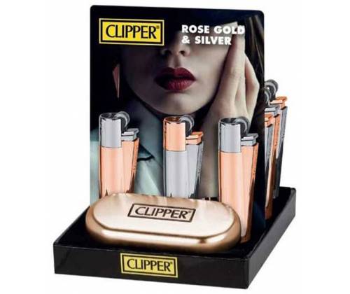 Clipper Αναπτήρας Μεταλλικός Μεγάλος - Rose Gold & Silver Metal -  Price: 9,50€