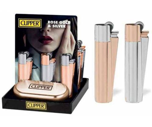 Clipper Αναπτήρας Μεταλλικός Μεγάλος - Rose Gold & Silver Metal -  Price: 9,50€