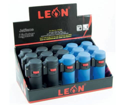 15x Leon Αναπτήρας Αντιανεμικός - Μεγάλος Barrel Jetflame (170225) - Τιμή: 22,50€