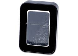 Αναπτήρας Λαδιού Πέτρας - Ασημί Rectangles σε Μεταλλικό Κουτί Δώρου (3040)