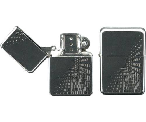 Stone Oil Lighter - Silver Rectangles in Metal Gift Box (3040) - Price: 6,80€