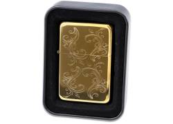 Αναπτήρας Λαδιού Πέτρας - Χρυσό Flowers σε Μεταλλικό Κουτί Δώρου (3057)