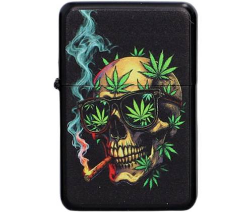 Stone Oil Lighter - Skull Leaf Black #2 - Price: 3,80€