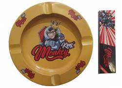 Monkey King Χαρτάκια - Classic King Size Slim με Τζιβάνα & Μεταλλικό Τασάκι Yellow