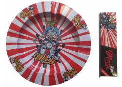 Monkey King Χαρτάκια - Classic King Size Slim με Τζιβάνα & Μεταλλικό Τασάκι Red