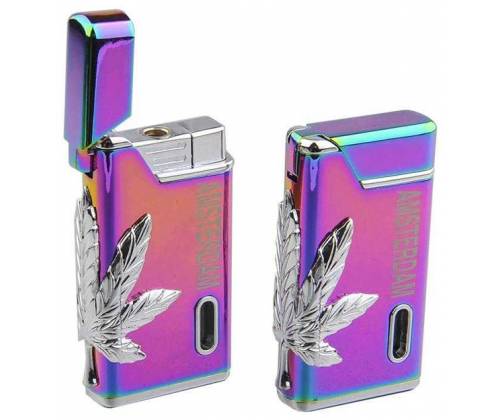 Αναπτήρας Αντιανεμικός Μεταλλικός - Rainbow Amsterdam Leaf - Τιμή: 9,50€