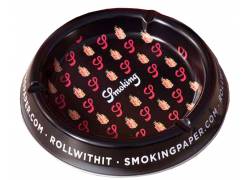Smoking Ashtray Metallic Black Large Flames - 20cm
