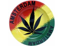 Μεταλλικό Τασάκι - Σχέδιο Amsterdam Rasta Leaf