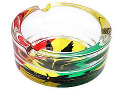 Glass ashtray Transparent MD Rasta Leaf 8,5cm