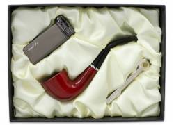 Σετ Κλασική Πίπα Καπνού MD Καφέ με Αναπτήρα Πολυτελείας - 40000192